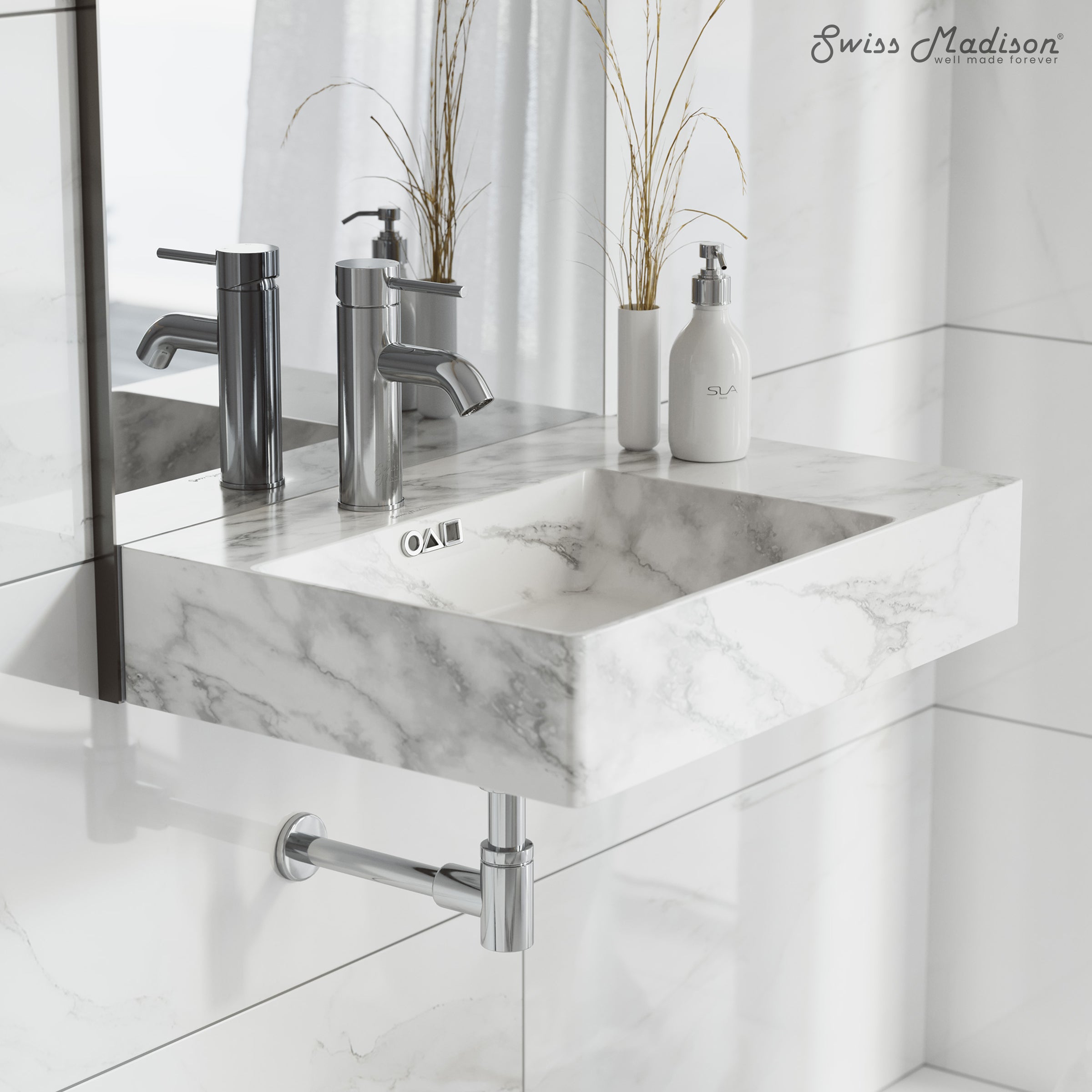 Swiss Madison St. Tropez 24" Left Side Faucet Wall-Mount Bathroom Sink