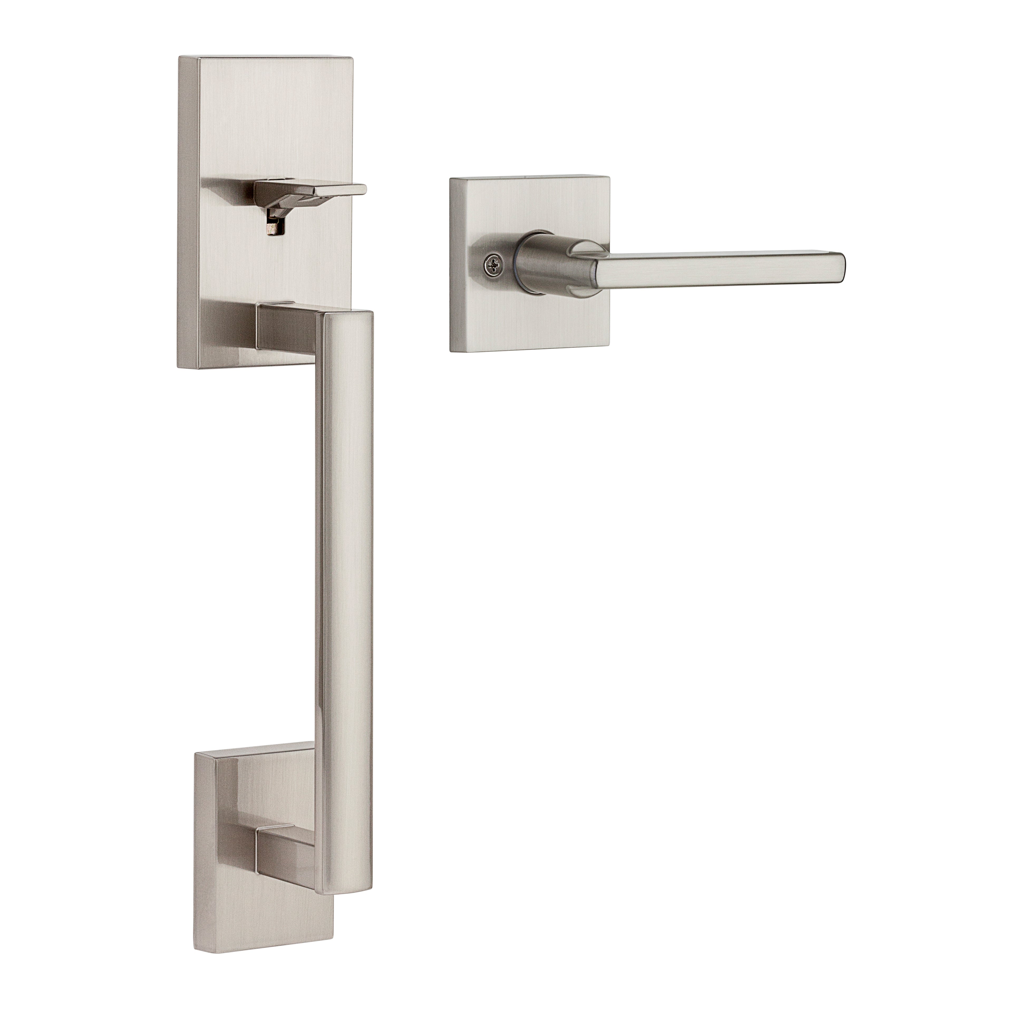 Kwikset Passage San Clemente Handleset with Halifax Interior Trim No Deadbolt with RCAL Latch and RCS Strike Kwikset