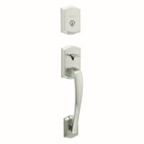 Kwikset Prescott Single Cylinder Exterior Handleset with SmartKey with 6AL Latch and STRKP Strike Pack which includes Square Corner; Round Corner and 5303 Round Corner Full Lip Strikes Kwikset