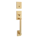 Kwikset Single Cylinder Prava Exterior Handleset with SmartKey with 6AL Latch and STRKP Strike Pack which includes Square Corner; Round Corner and 5303 Round Corner Full Lip Strikes Kwikset