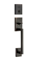Kwikset San Clemente Single Cylinder Exterior Handleset with SmartKey with 6AL Latch and STRKP Strike Pack which includes Square Corner; Round Corner and 5303 Round Corner Full Lip Strikes Kwikset