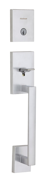 Kwikset San Clemente Single Cylinder Exterior Handleset with SmartKey with 6AL Latch and STRKP Strike Pack which includes Square Corner; Round Corner and 5303 Round Corner Full Lip Strikes Kwikset