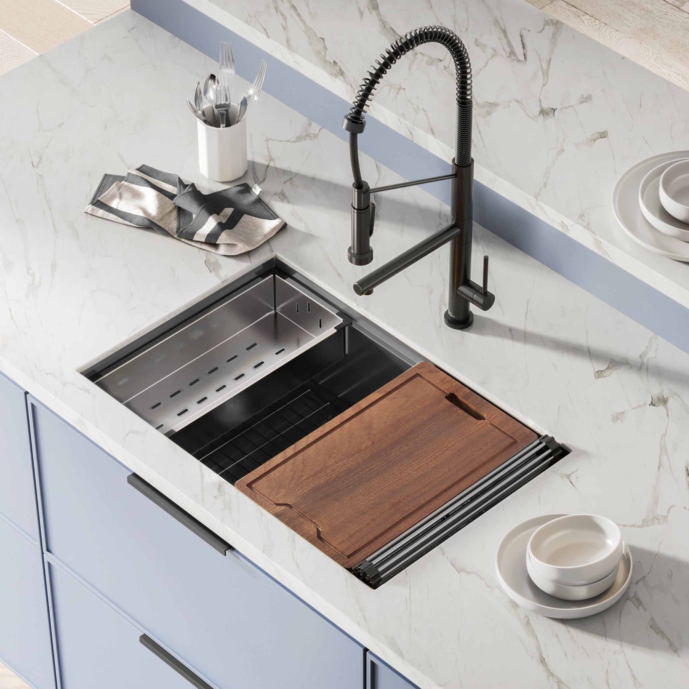 Swiss Madison Tourner 30 x 19 Stainless Steel, Single Basin, Undermount Kitchen Workstation Sink