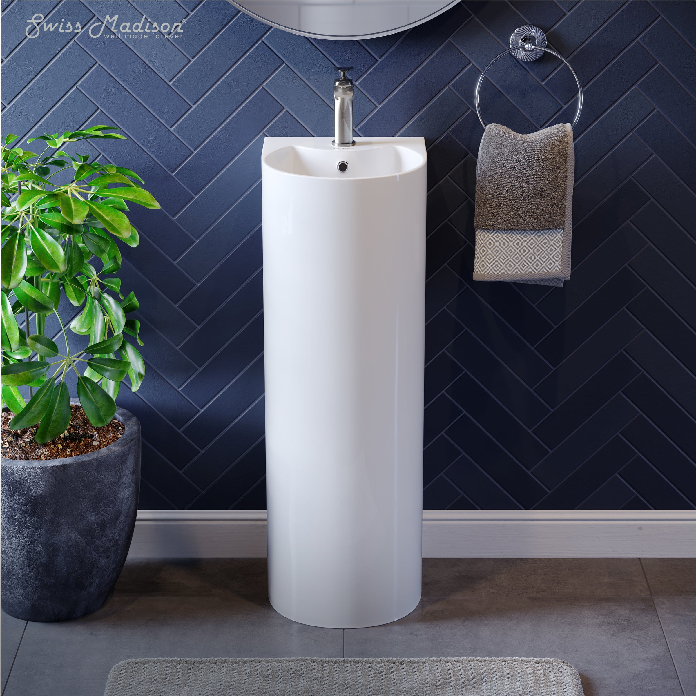 Swiss Madison Sublime Rounded Basin Pedestal sink