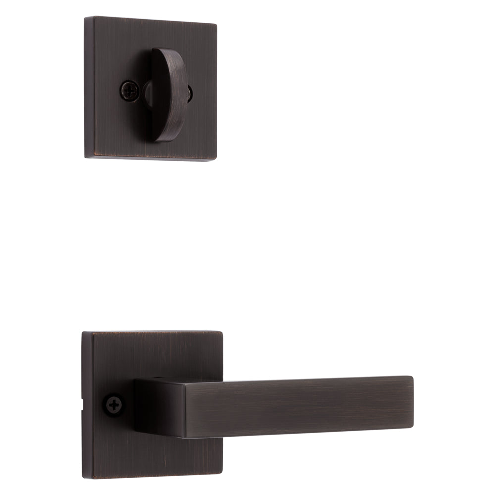 Kwikset Singapore Lever with Square Rose Interior Single Cylinder Handleset Trim for Both 800 and 687 Series Handlesets Kwikset