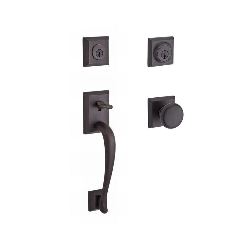 Baldwin Reserve Double Cylinder Napa Handleset with Round Knob and Traditional Square Rose with 6AL Latch and Dual Strike Baldwin Reserve