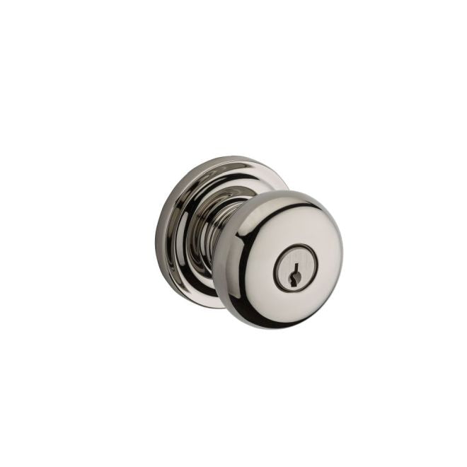 Baldwin Reserve Entry Round Knob and Traditional Round Rose with 6AL Latch and Dual Strike Baldwin Reserve
