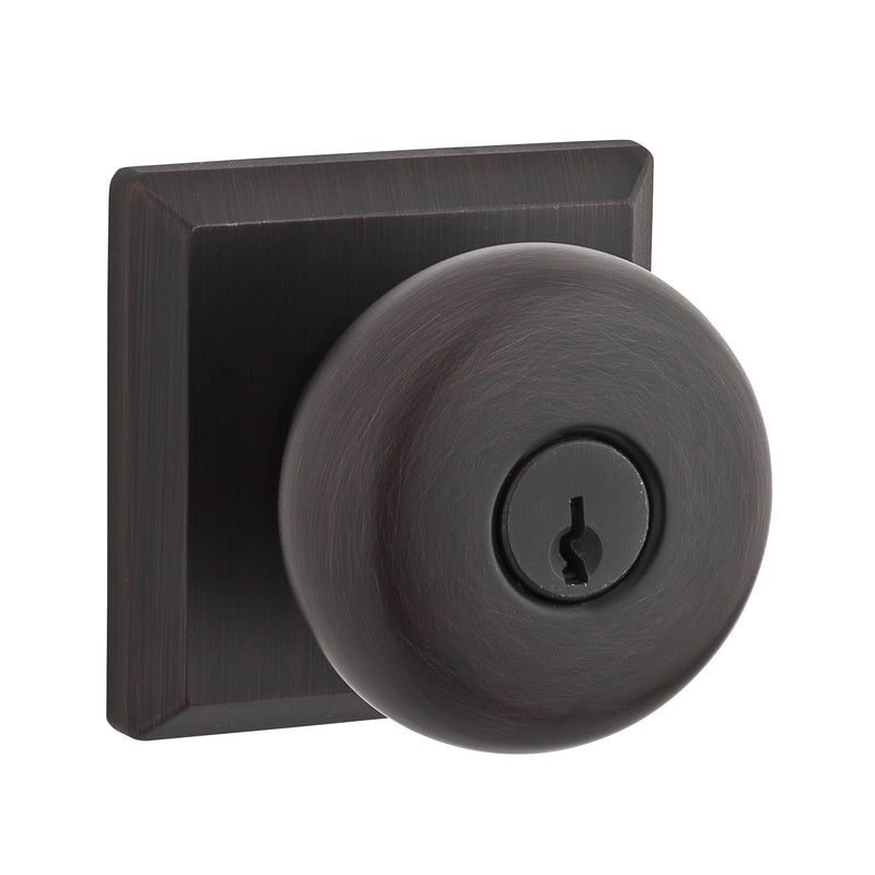 Baldwin Reserve Entry Round Knob and Traditional Square Rose with 6AL Latch and Dual Strike Baldwin Reserve
