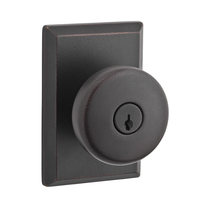 Baldwin Reserve Entry Rustic Knob and Rustic Square Rose with 6AL Latch and Dual Strike Baldwin Reserve
