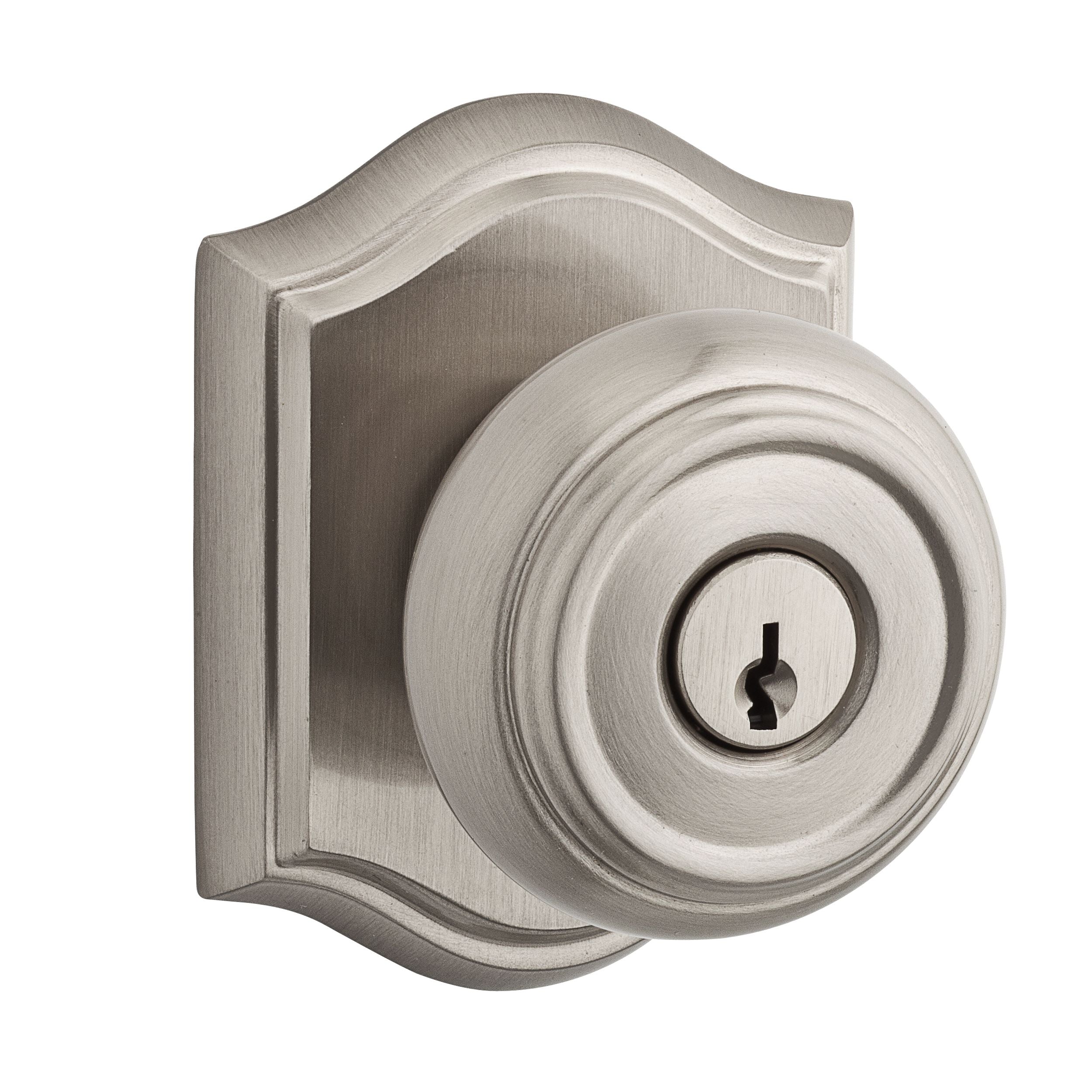 Baldwin Reserve Entry Traditional Knob and Traditional Arch Rose with 6AL Latch and Dual Strike Baldwin Reserve