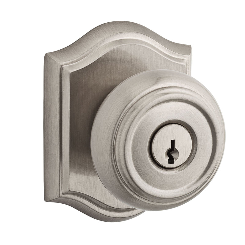 Baldwin Reserve Entry Traditional Knob and Traditional Arch Rose with 6AL Latch and Dual Strike Baldwin Reserve