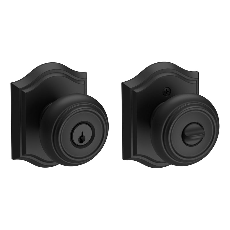 Baldwin Reserve Entry Traditional Knob and Traditional Arch Rose with 6AL Latch and Dual Strike Baldwin Reserve