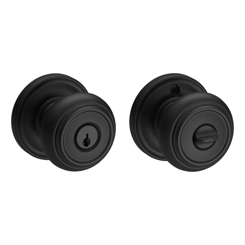 Baldwin Reserve Entry Traditional Knob and Traditional Round Rose with 6AL Latch and Dual Strike Baldwin Reserve