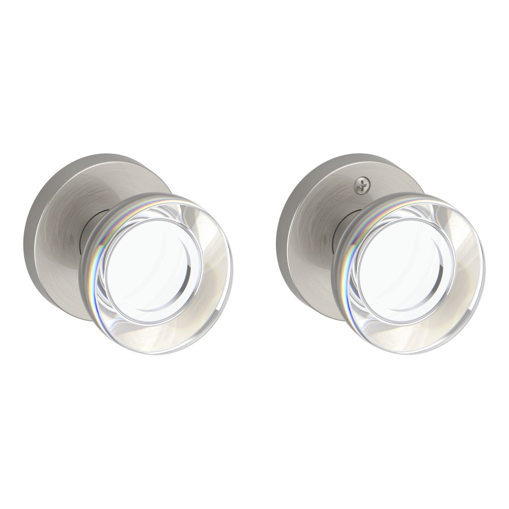 Baldwin Reserve Passage Contemporary Crystal Knob with Contemporary Round Rose with 6AL Latch and Dual Strike Baldwin Reserve