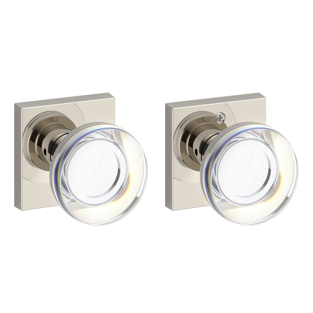 Baldwin Reserve Passage Contemporary Crystal Knob with Contemporary Square Rose with 6AL Latch and Dual Strike Baldwin Reserve