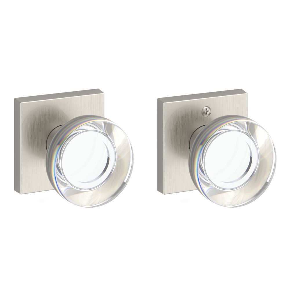 Baldwin Reserve Passage Contemporary Crystal Knob with Contemporary Square Rose with 6AL Latch and Dual Strike Baldwin Reserve