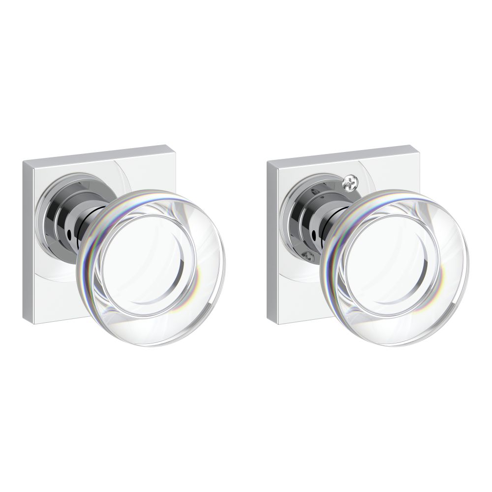 Baldwin Reserve Passage Contemporary Crystal Knob with Contemporary Square Rose with 6AL Latch and Dual Strike Baldwin Reserve