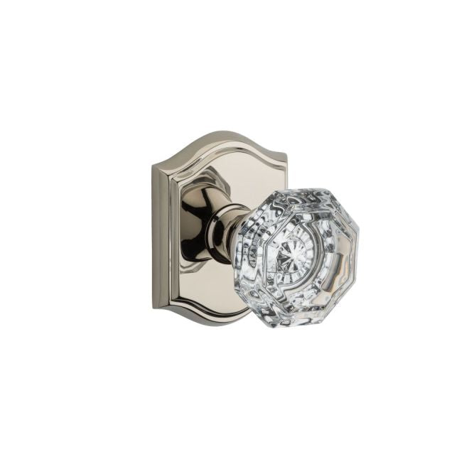 Baldwin Reserve Passage Crystal Knob with Traditional Arch Rose with 6AL Latch and Dual Strike Baldwin Reserve