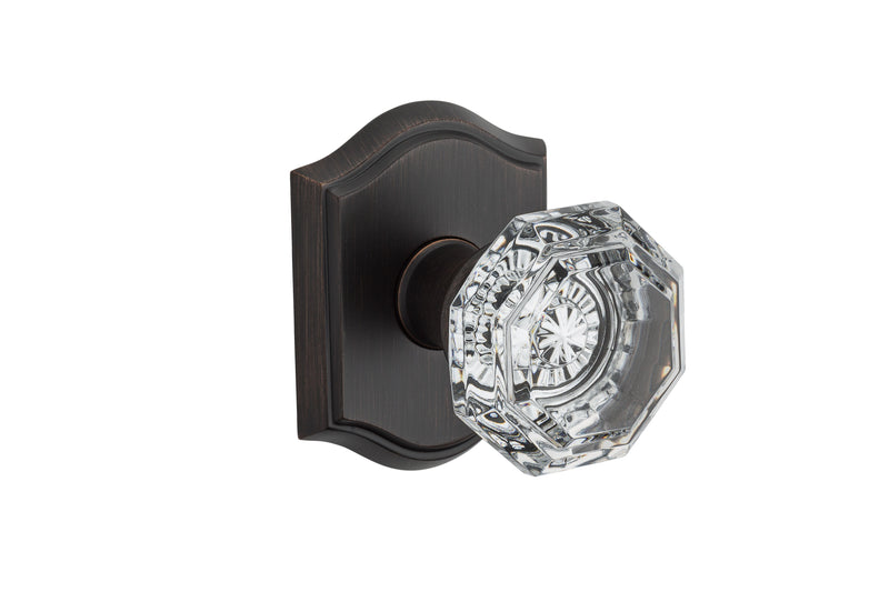 Baldwin Reserve Passage Crystal Knob with Traditional Arch Rose with 6AL Latch and Dual Strike Baldwin Reserve