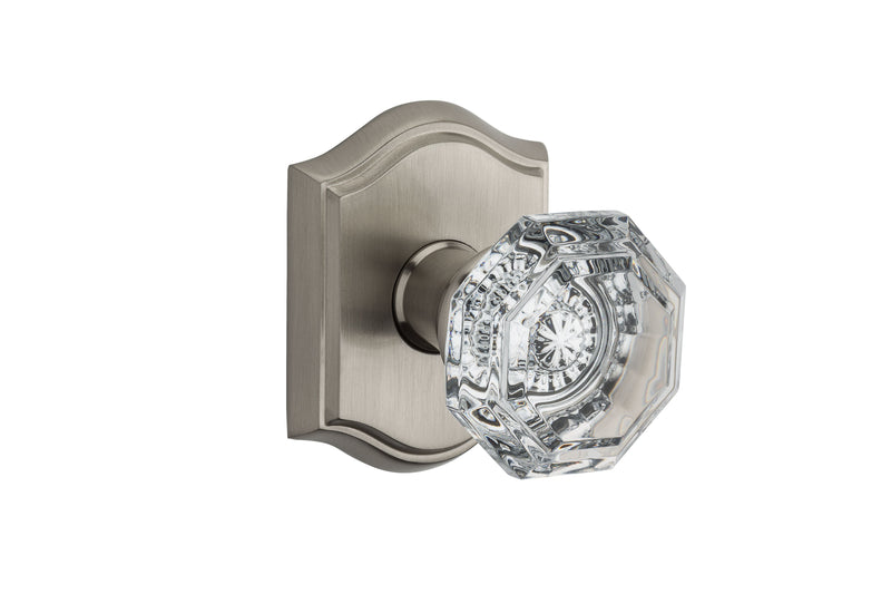 Baldwin Reserve Passage Crystal Knob with Traditional Arch Rose with 6AL Latch and Dual Strike Baldwin Reserve