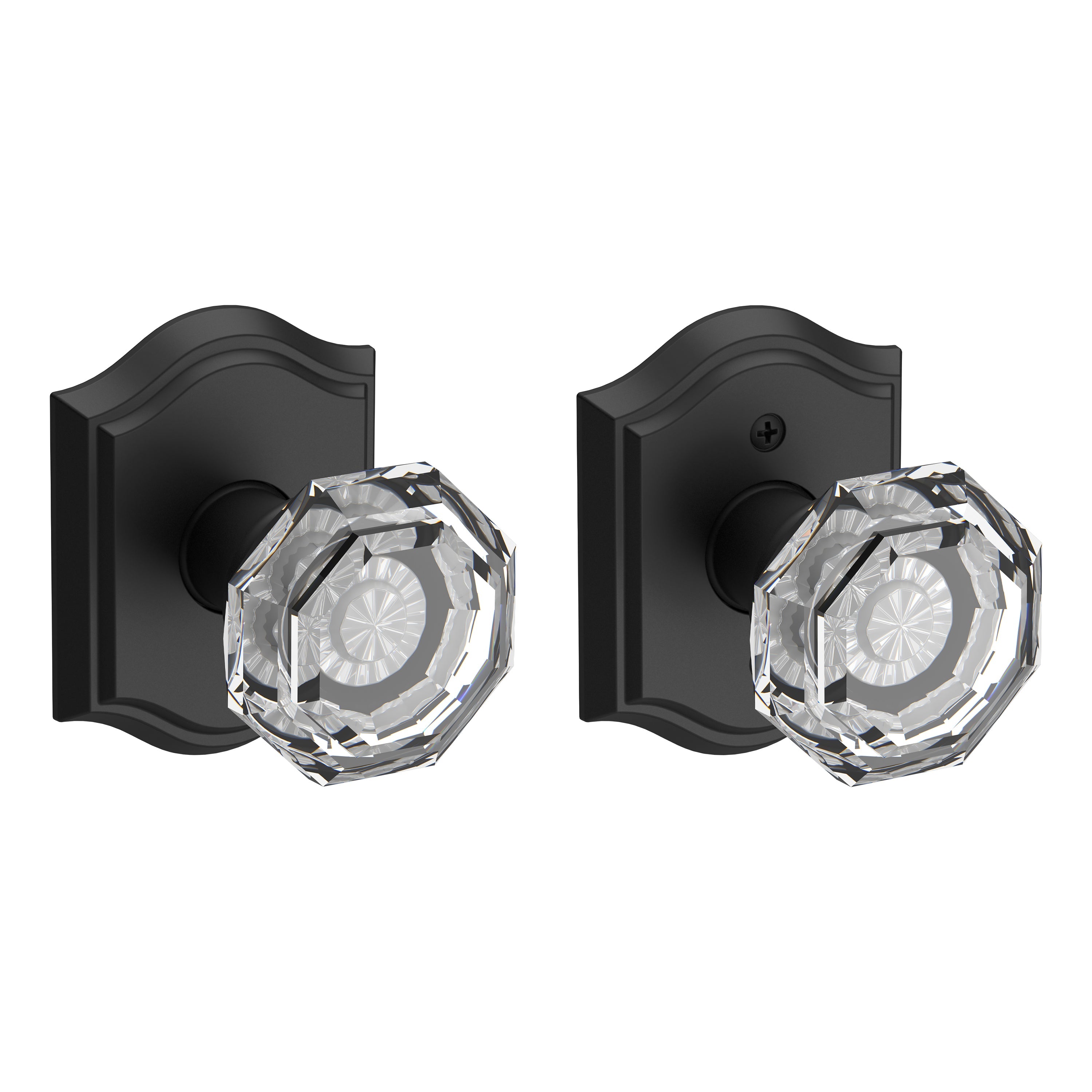 Baldwin Reserve Passage Crystal Knob with Traditional Arch Rose with 6AL Latch and Dual Strike Baldwin Reserve