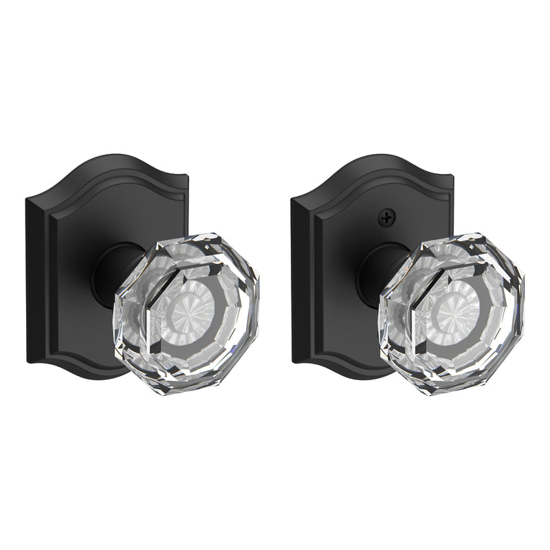 Baldwin Reserve Passage Crystal Knob with Traditional Arch Rose with 6AL Latch and Dual Strike Baldwin Reserve