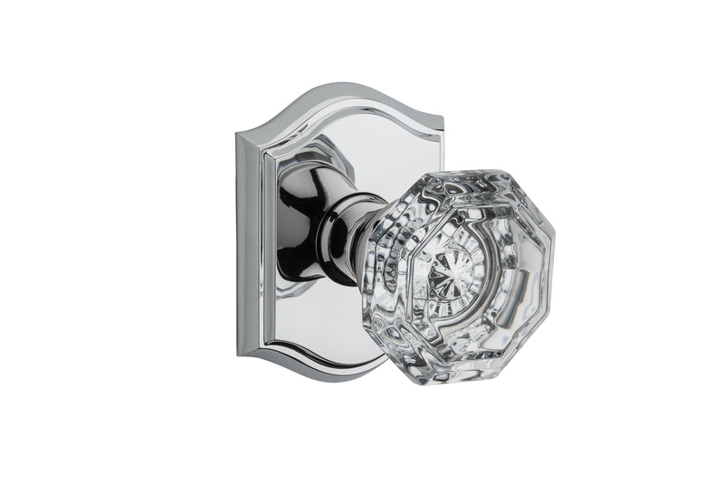 Baldwin Reserve Passage Crystal Knob with Traditional Arch Rose with 6AL Latch and Dual Strike Baldwin Reserve