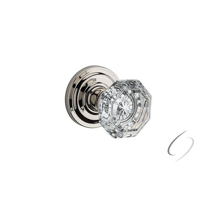 Baldwin Reserve Passage Crystal Knob with Traditional Round Rose with 6AL Latch and Dual Strike Baldwin Reserve