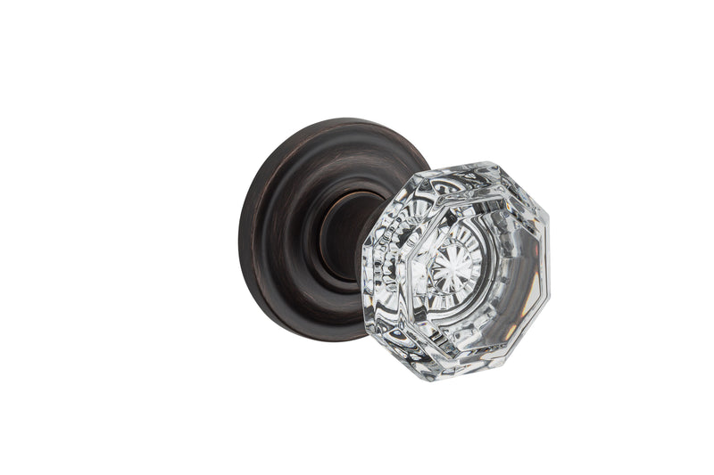 Baldwin Reserve Passage Crystal Knob with Traditional Round Rose with 6AL Latch and Dual Strike Baldwin Reserve