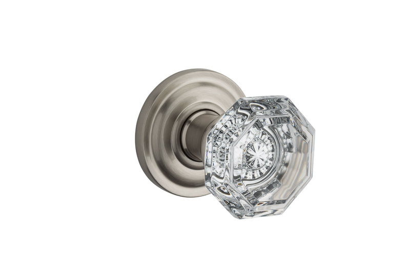 Baldwin Reserve Passage Crystal Knob with Traditional Round Rose with 6AL Latch and Dual Strike Baldwin Reserve