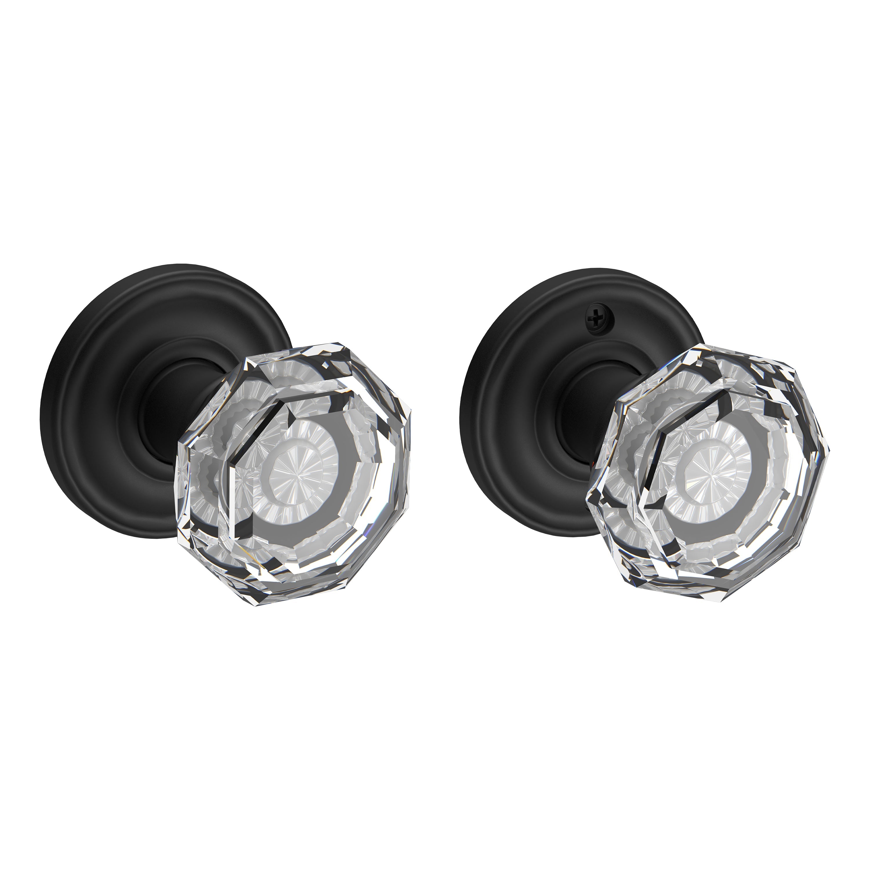 Baldwin Reserve Passage Crystal Knob with Traditional Round Rose with 6AL Latch and Dual Strike Baldwin Reserve