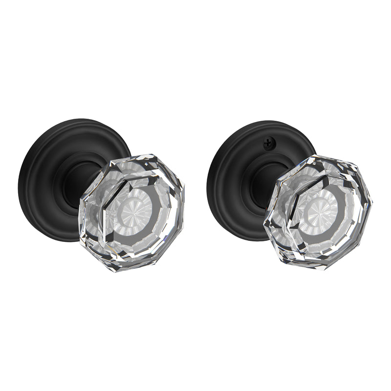 Baldwin Reserve Passage Crystal Knob with Traditional Round Rose with 6AL Latch and Dual Strike Baldwin Reserve