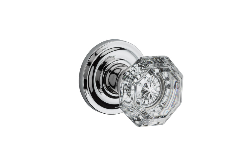 Baldwin Reserve Passage Crystal Knob with Traditional Round Rose with 6AL Latch and Dual Strike Baldwin Reserve