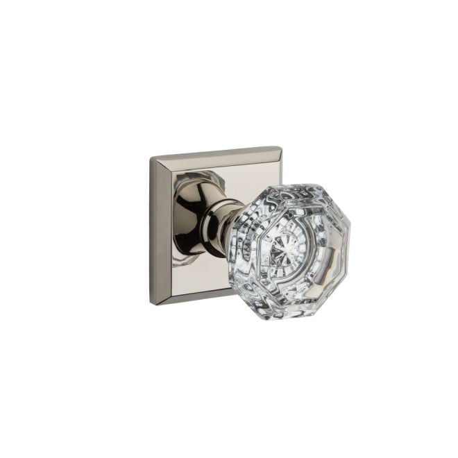 Baldwin Reserve Passage Crystal Knob with Traditional Square Rose with 6AL Latch and Dual Strike Baldwin Reserve
