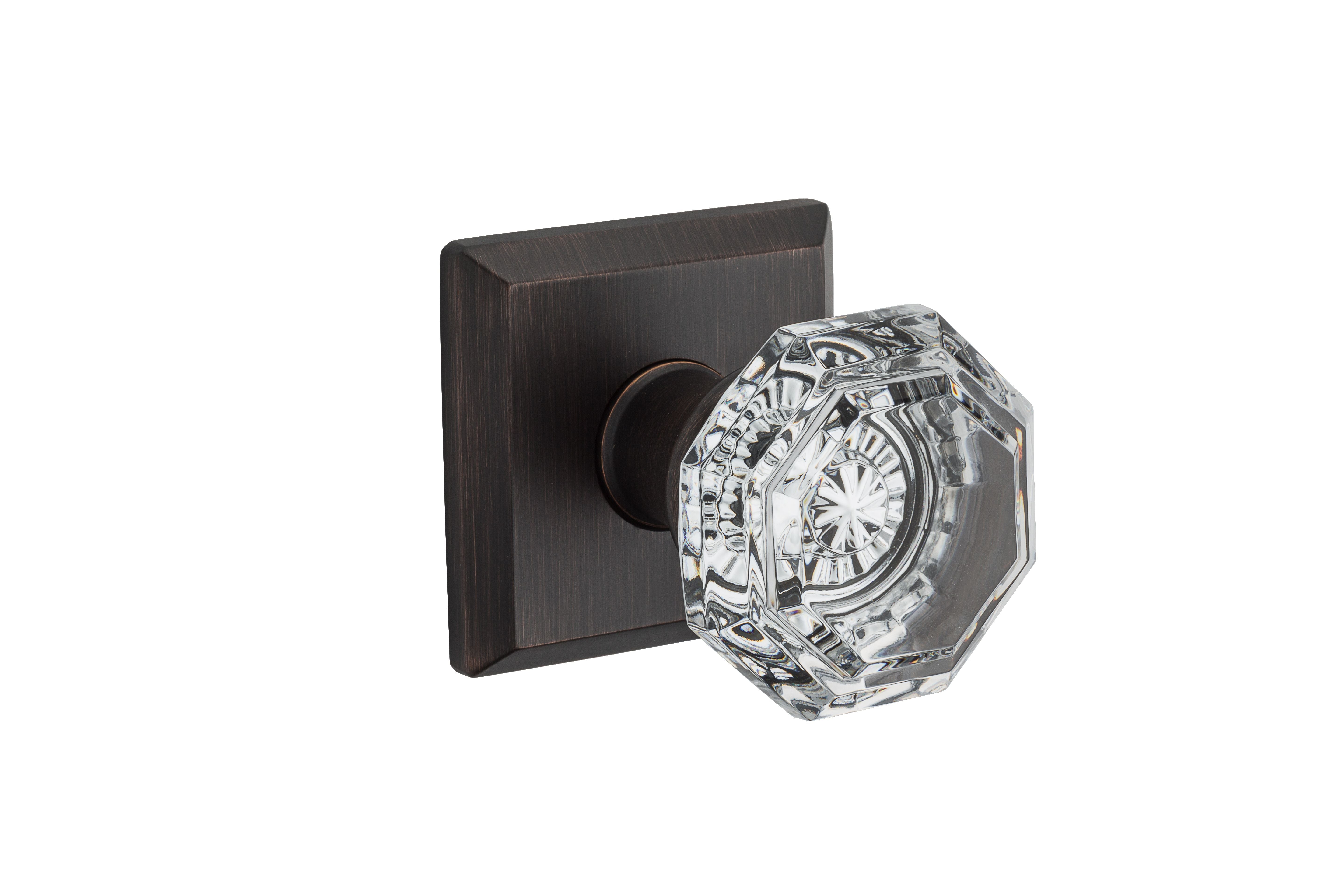 Baldwin Reserve Passage Crystal Knob with Traditional Square Rose with 6AL Latch and Dual Strike Baldwin Reserve