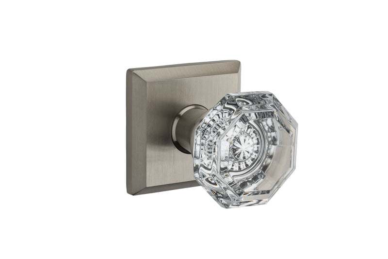 Baldwin Reserve Passage Crystal Knob with Traditional Square Rose with 6AL Latch and Dual Strike Baldwin Reserve