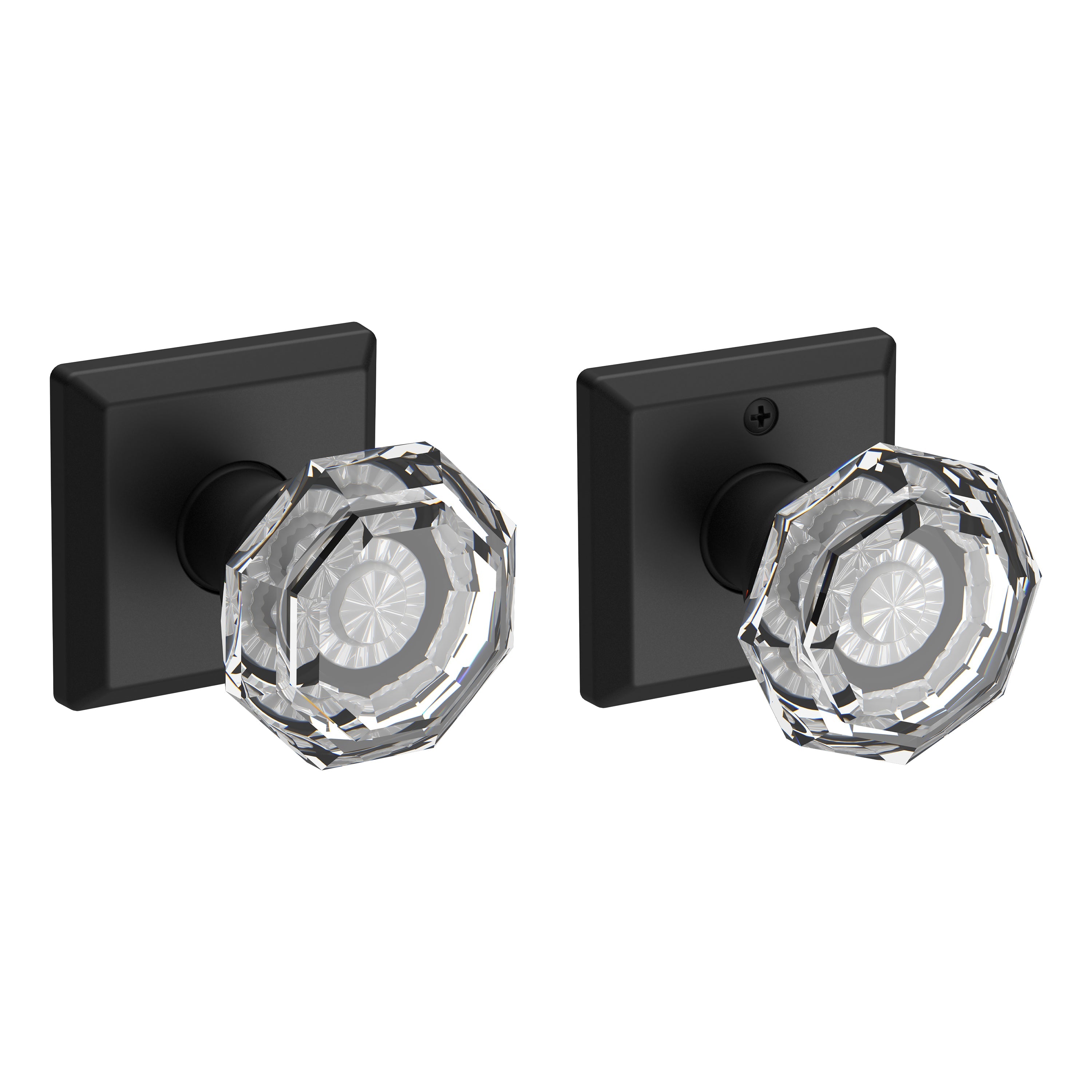 Baldwin Reserve Passage Crystal Knob with Traditional Square Rose with 6AL Latch and Dual Strike Baldwin Reserve