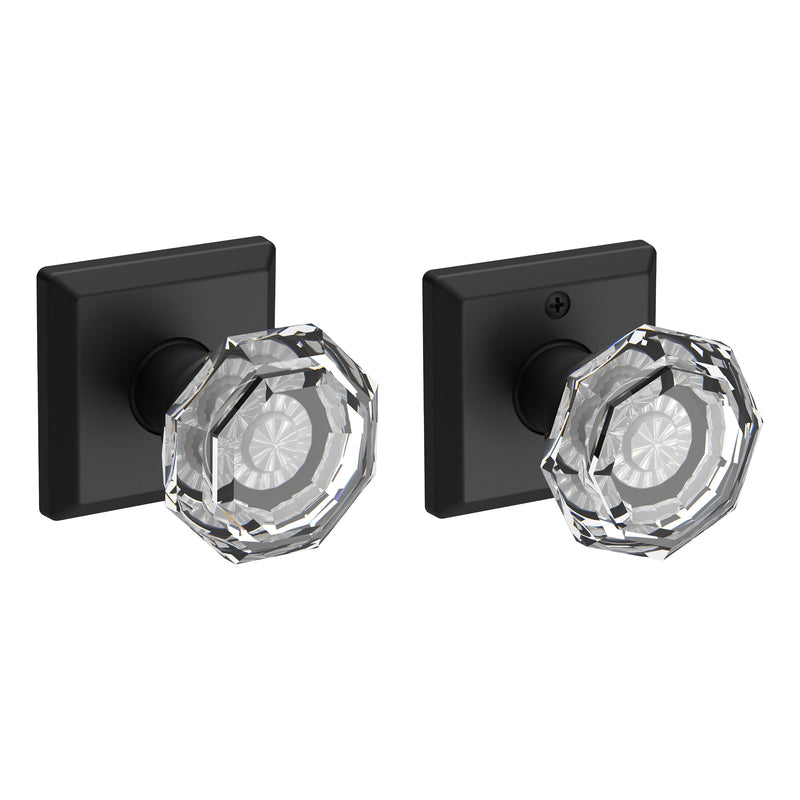 Baldwin Reserve Passage Crystal Knob with Traditional Square Rose with 6AL Latch and Dual Strike Baldwin Reserve