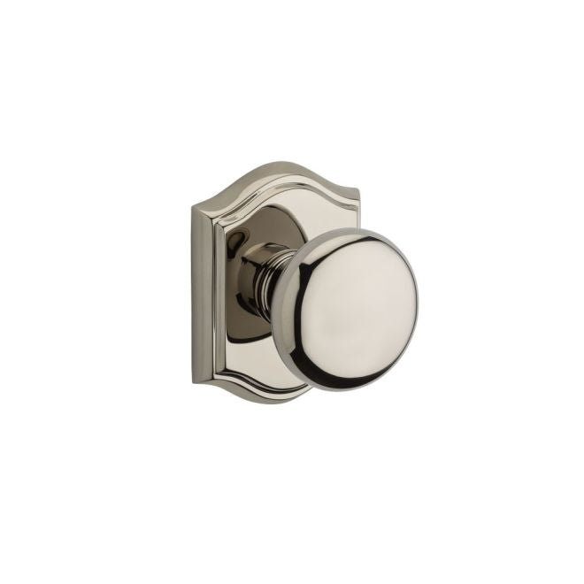 Baldwin Reserve Passage Round Knob and Traditional Arch Rose with 6AL Latch and Dual Strike Baldwin Reserve