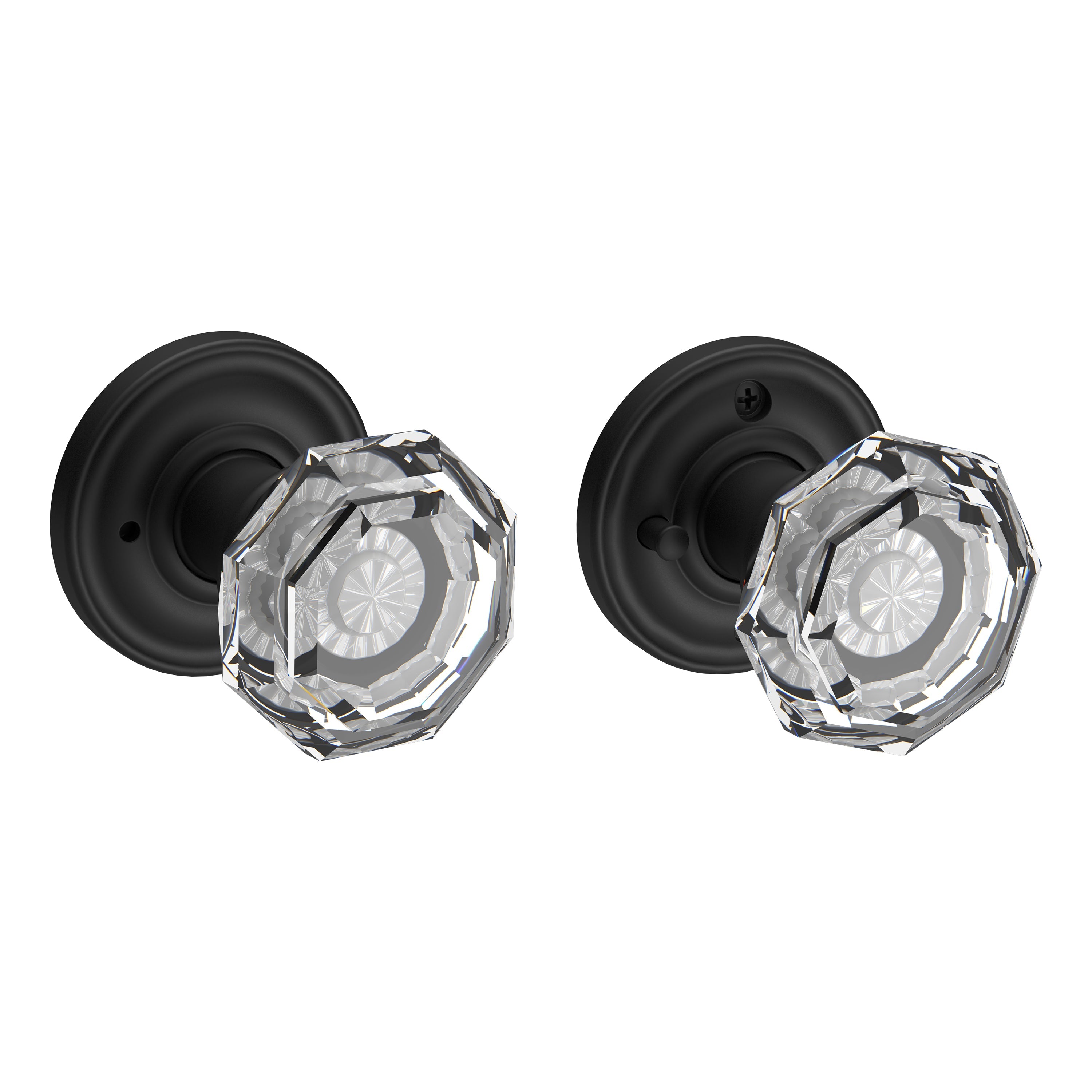 Baldwin Reserve Privacy Crystal Knob and Traditional Round Rose with 6AL Latch and Dual Strike Baldwin Reserve