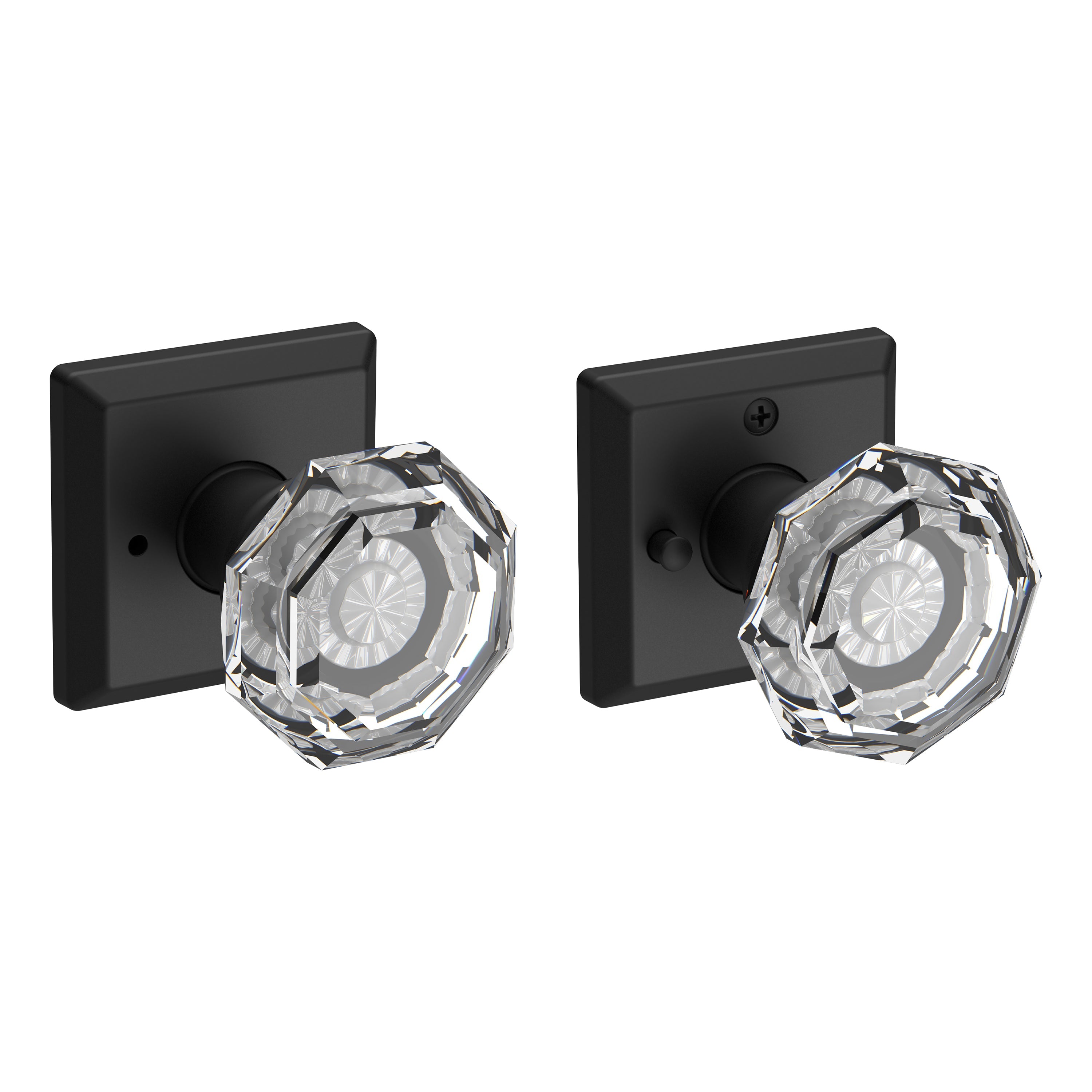 Baldwin Reserve Privacy Crystal Knob and Traditional Square Rose with 6AL Latch and Dual Strike Baldwin Reserve