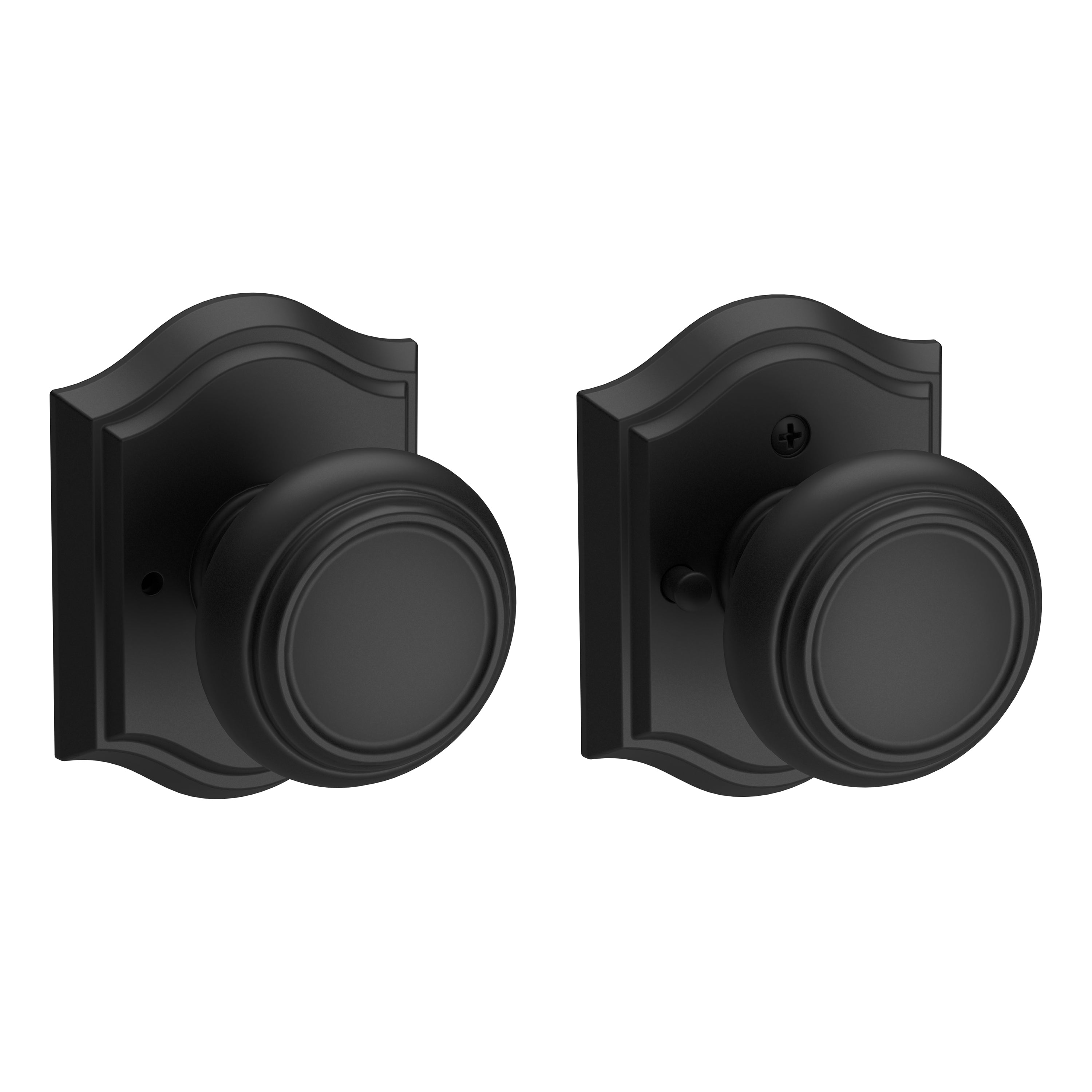 Baldwin Reserve Privacy Traditional Knob and Traditional Arch Rose with 6AL Latch and Dual Strike Baldwin Reserve