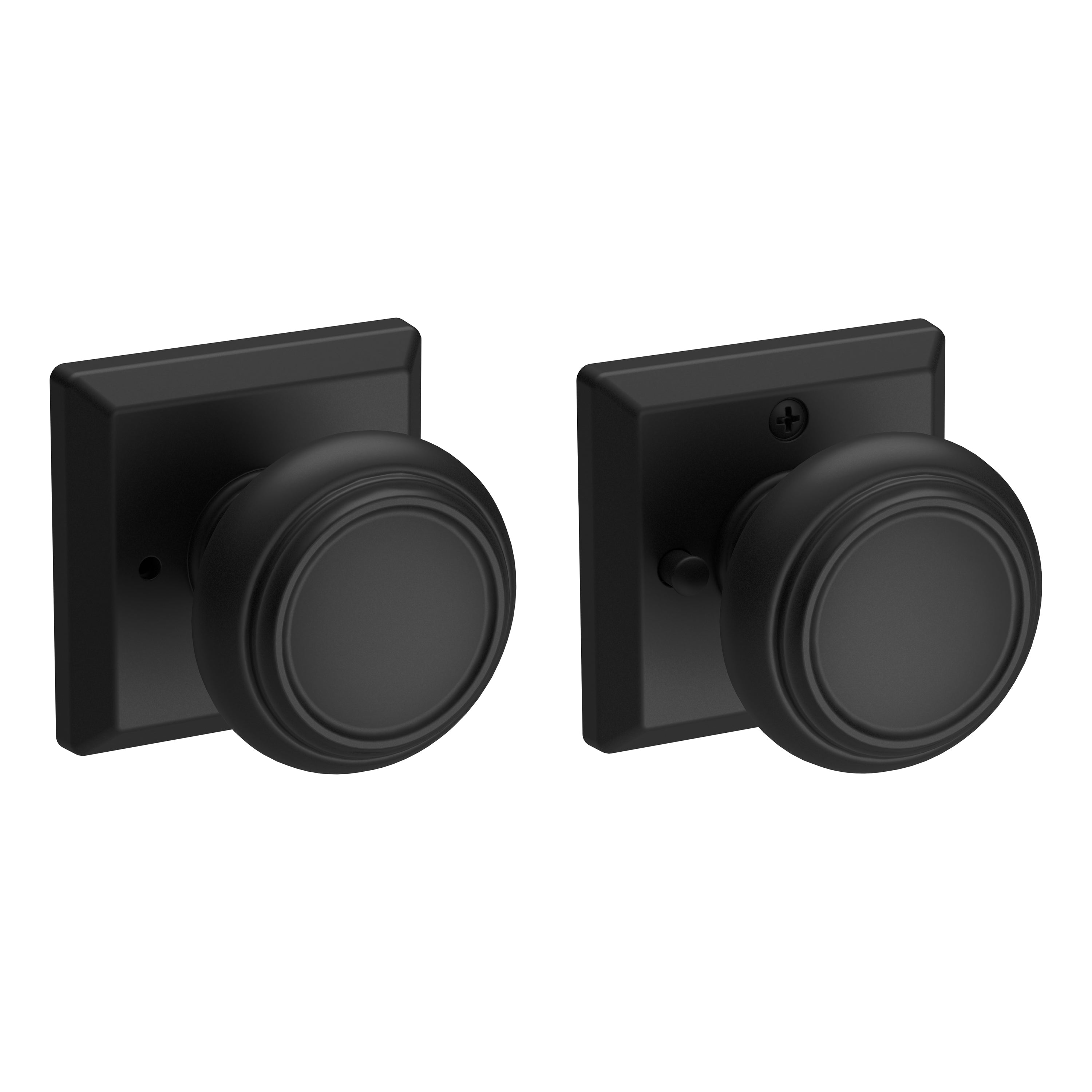 Baldwin Reserve Privacy Traditional Knob and Traditional Square Rose with 6AL Latch and Dual Strike Baldwin Reserve