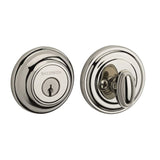 Baldwin Reserve Single Cylinder Traditional Round Deadbolt with 6AL Latch; Dual Strike; and SmartKey Baldwin Reserve