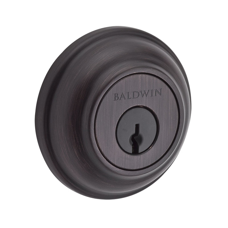 Baldwin Reserve Single Cylinder Traditional Round Deadbolt with 6AL Latch; Dual Strike; and SmartKey Baldwin Reserve