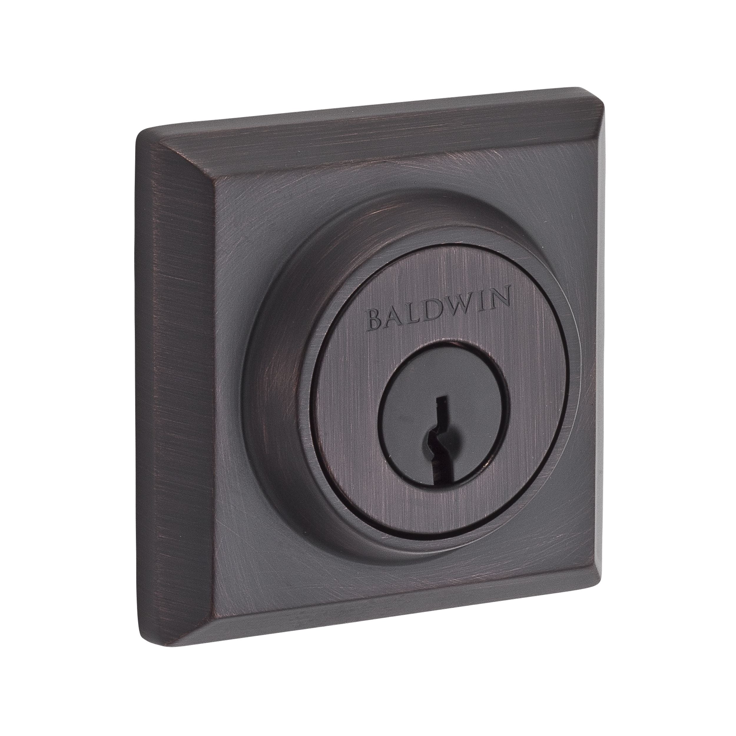 Baldwin Reserve Single Cylinder Traditional Square Deadbolt with 6AL Latch and Dual Strike Baldwin Reserve