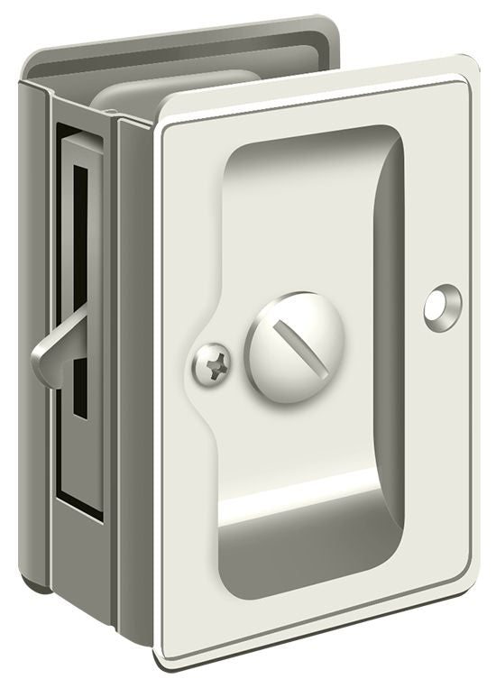 Deltana SDLA325U14 Heavy Duty Pocket Lock; Adjustable; 3-1/4" x 2 1/4" Privacy; Bright Nickel Finish Deltana