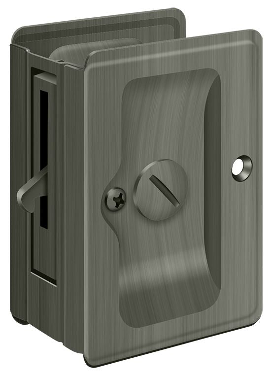 Deltana SDLA325U15A Heavy Duty Pocket Lock; Adjustable; 3-1/4" x 2 1/4" Privacy; Antique Nickel Finish Deltana
