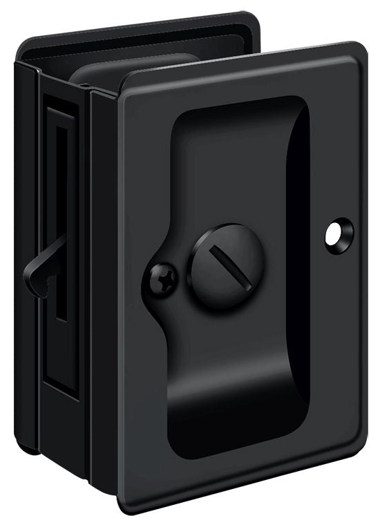 Deltana SDLA325U19 Heavy Duty Pocket Lock; Adjustable; 3-1/4" x 2 1/4" Privacy; Black Finish Deltana