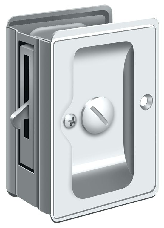 Deltana SDLA325U26 Heavy Duty Pocket Lock; Adjustable; 3-1/4" x 2 1/4" Privacy; Bright Chrome Finish Deltana